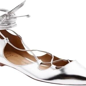 Banana Republic Hello Soulmate Shiny Silver Lace-Up Flats